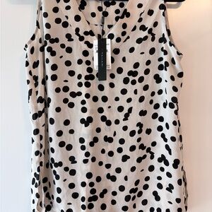 T Tahari Polka Dot Sleeveless Top Women’s Size Medium Black and Ivory